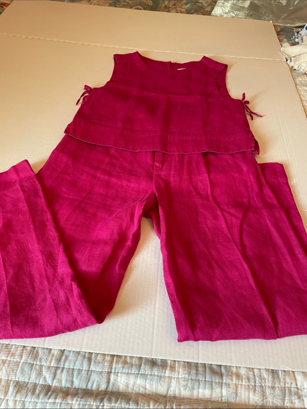 Zara Youth Hot Pink Linen Blouse and Pant Set  Size   11-12